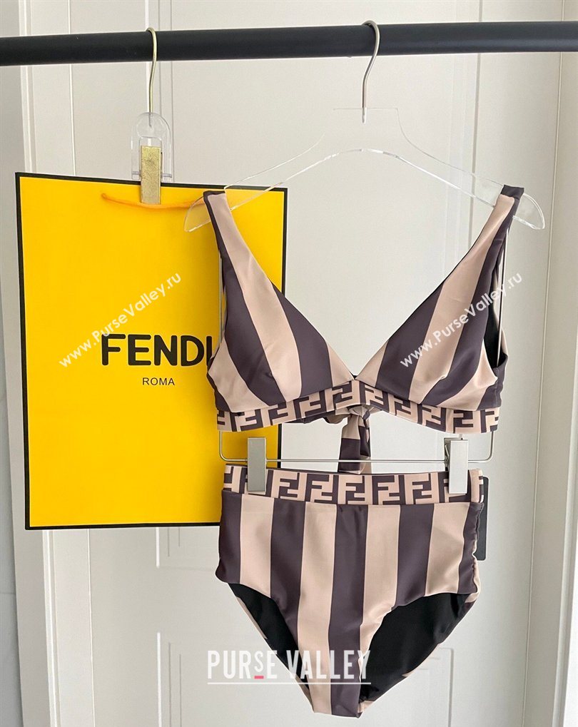 Fendi Two-Pieces Swimwear with Stripes Brown/Nude 2026 FE031902 (SHI-260319050)