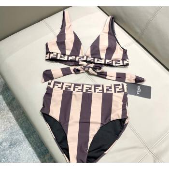 Fendi Two-Pieces Swimwear with Stripes Brown/Nude 2026 FE031902 (SHI-260319050)
