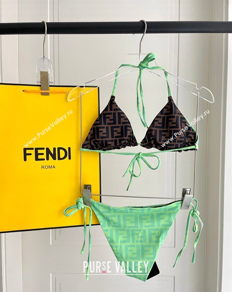 Fendi Two-Pieces Swimwear with FF Green/Brown 2026 FE031904 (SHI-260319058)