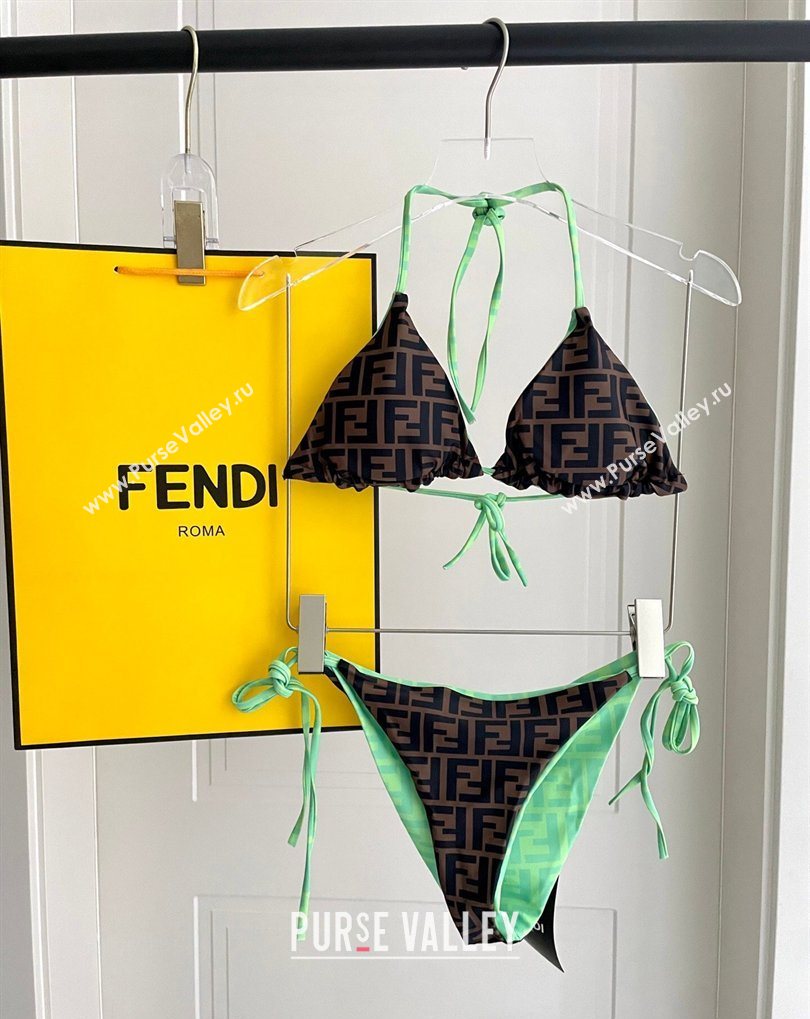 Fendi Two-Pieces Swimwear with FF Green/Brown 2026 FE031904 (SHI-260319058)