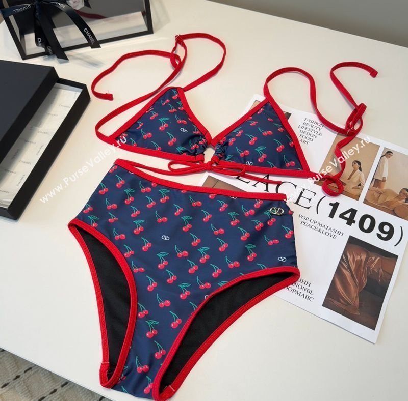 Dolce Gabbana DG Two-Pieces Swimwear with Berry Print Blue/Red 2026 0319 (SHI-260319064)
