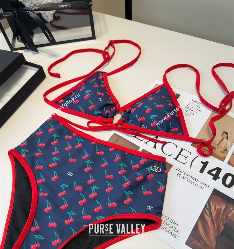Dolce Gabbana DG Two-Pieces Swimwear with Berry Print Blue/Red 2026 0319 (SHI-260319064)