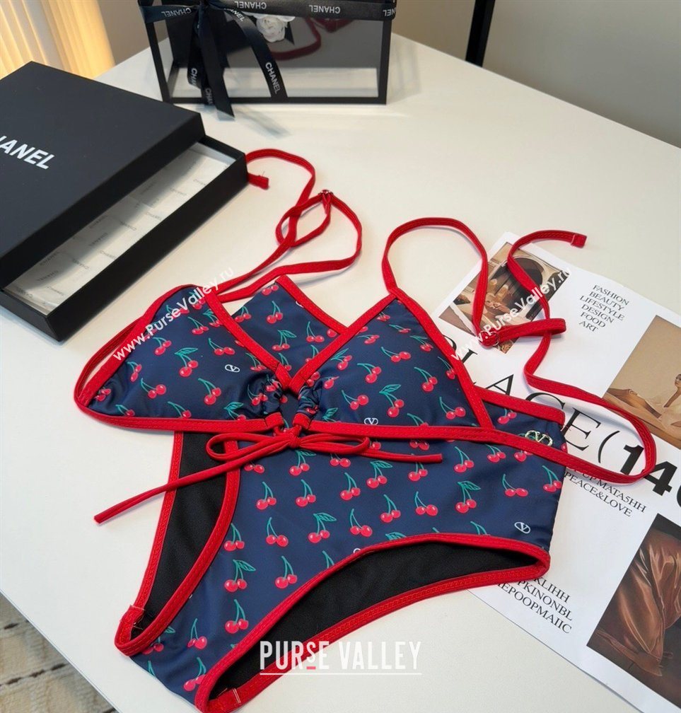 Dolce Gabbana DG Two-Pieces Swimwear with Berry Print Blue/Red 2026 0319 (SHI-260319064)