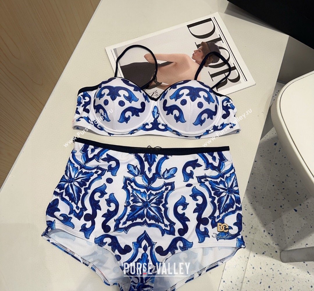 Dolce Gabbana DG Two-Pieces Swimwear Blue/White 2026 0319 (SHI-260319037)