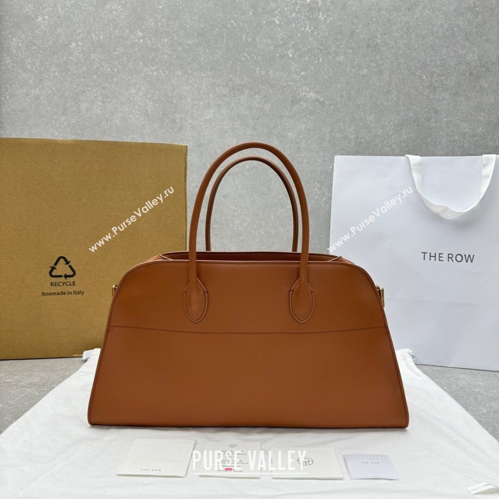 The Row EW Margauxdf Tote Bag in Smooth Leather Tan Brown 2024 1828 (ningm-240921043)