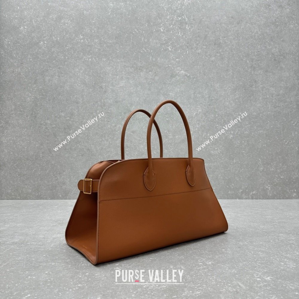 The Row EW Margauxdf Tote Bag in Smooth Leather Tan Brown 2024 1828 (ningm-240921043)