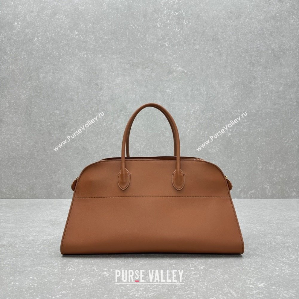 The Row EW Margauxdf Tote Bag in Smooth Leather Tan Brown 2024 1828 (ningm-240921043)