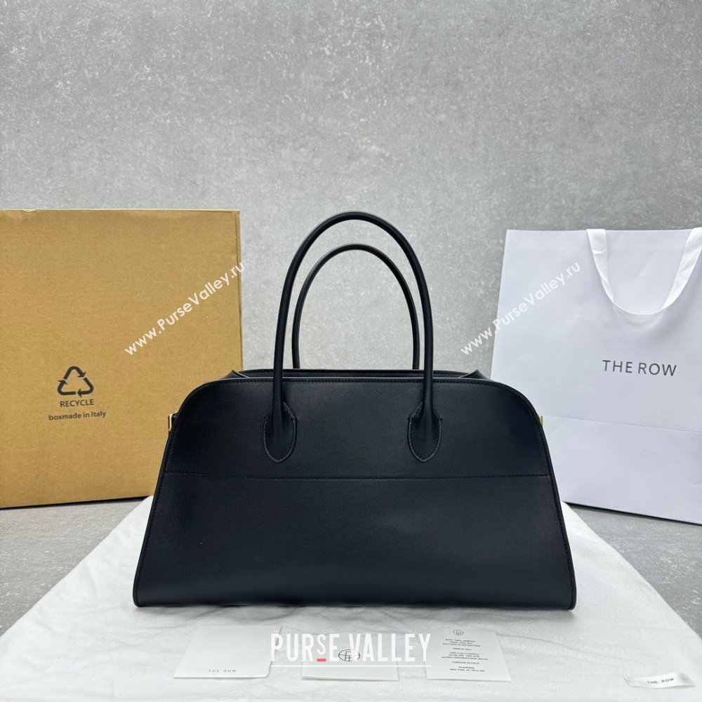 The Row EW Margauxdf Tote Bag in Smooth Leather Black 2024 1828 (ningm-240921044)