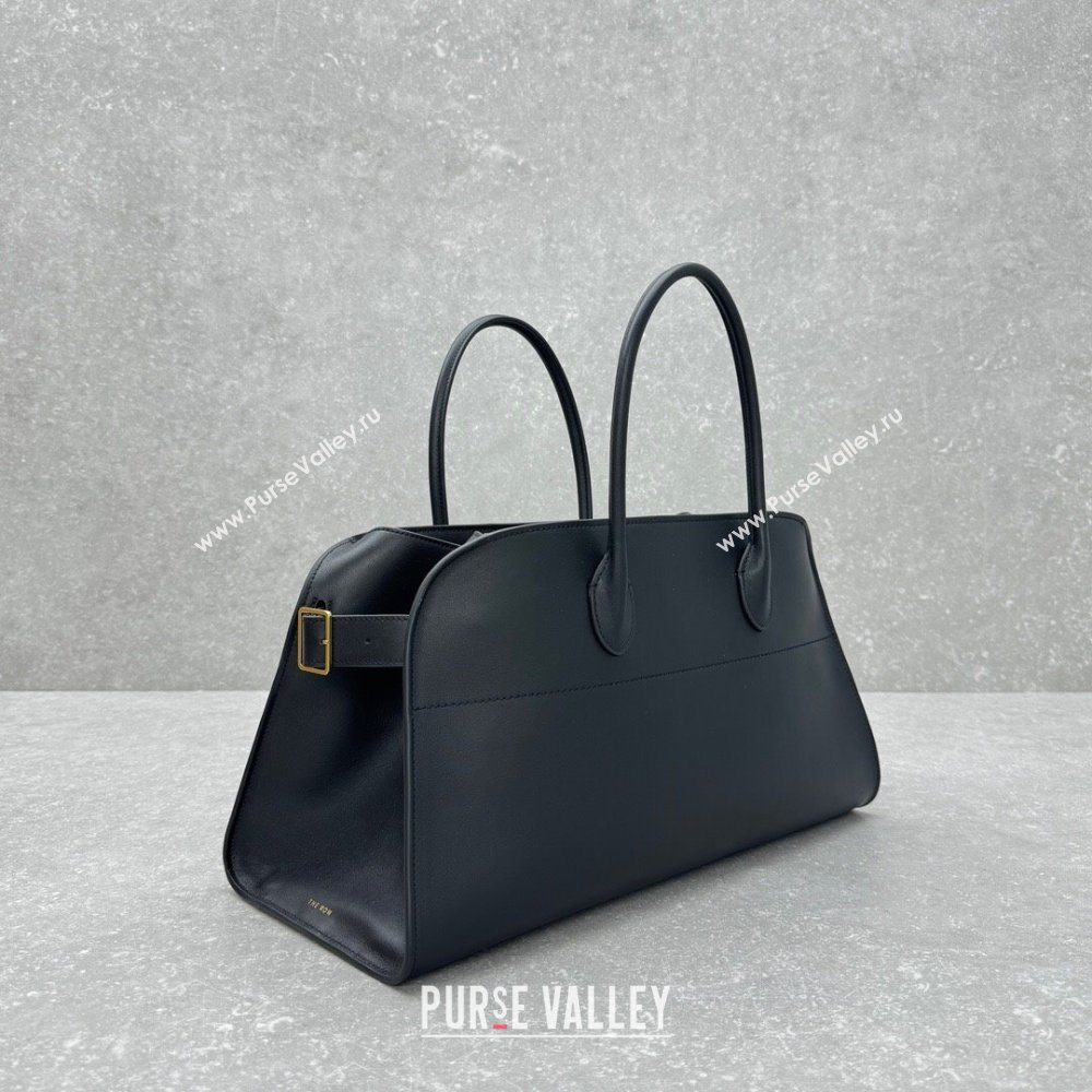 The Row EW Margauxdf Tote Bag in Smooth Leather Black 2024 1828 (ningm-240921044)