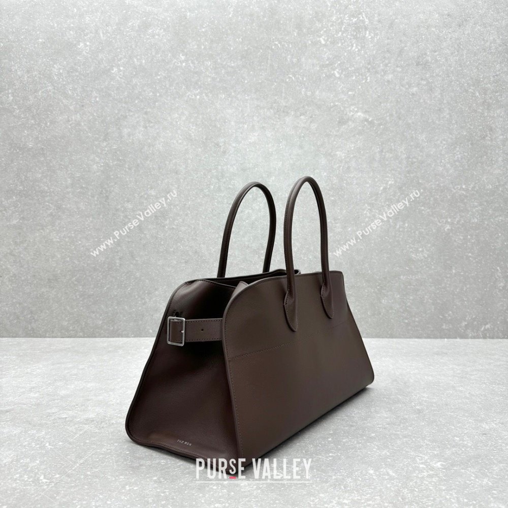 The Row EW Margauxdf Tote Bag in Smooth Leather Chocolate Brown 2024 1828 (ningm-240921045)