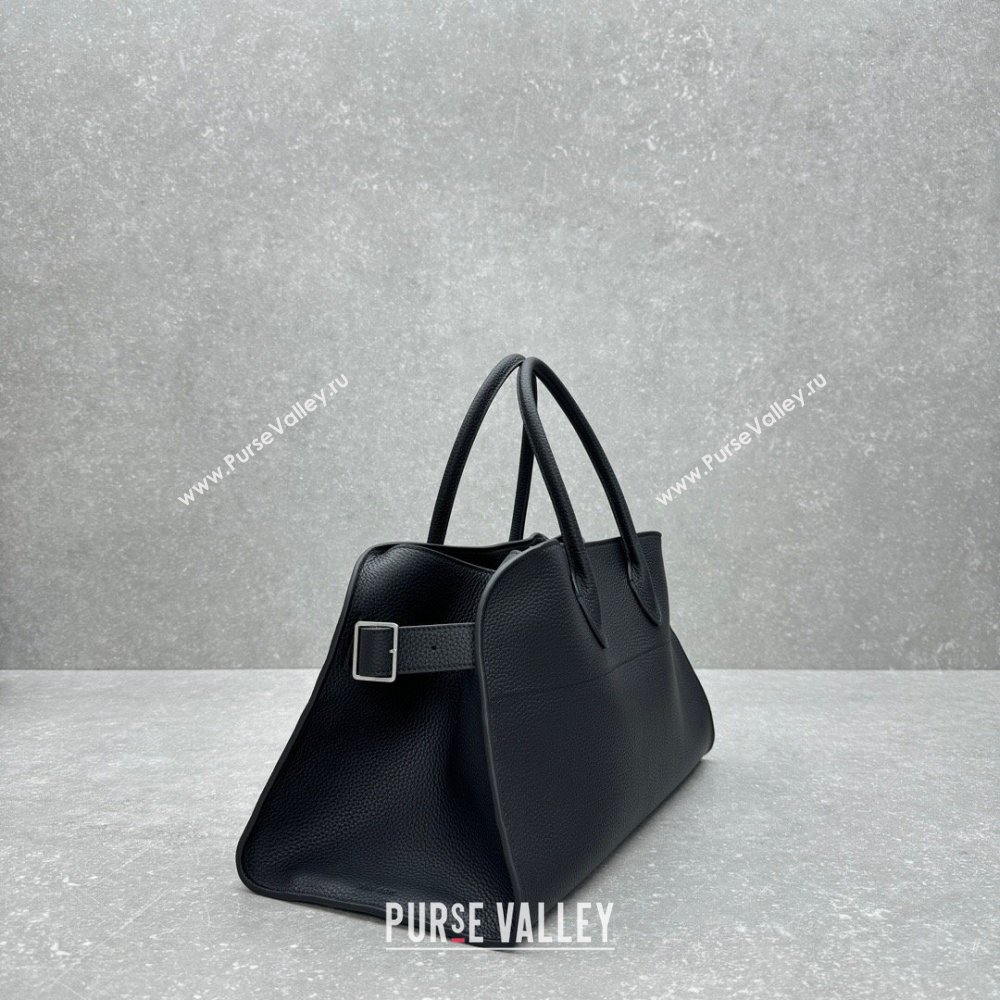 The Row EW Margauxdf Tote Bag in Grained Leather Black 2024 1828 (ningm-240921042)