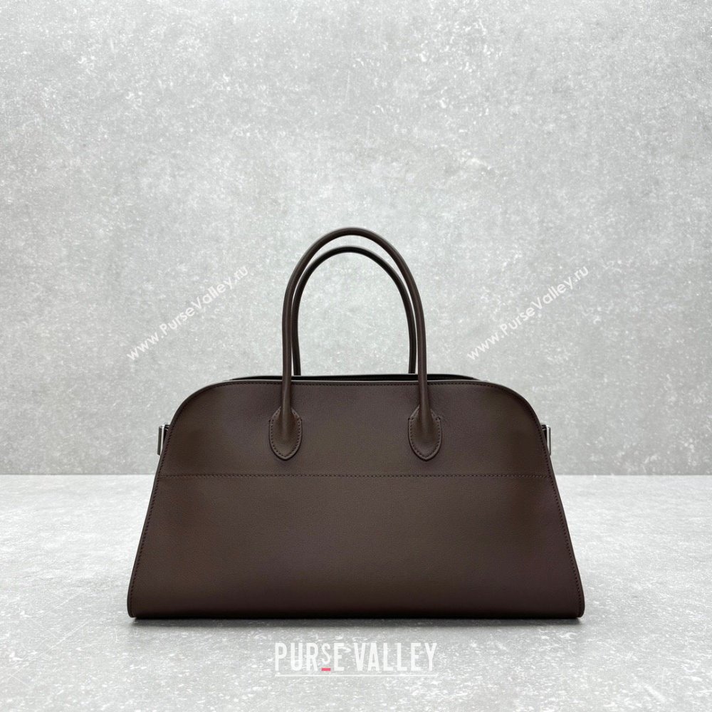 The Row EW Margauxdf Tote Bag in Smooth Leather Chocolate Brown 2024 1828 (ningm-240921045)