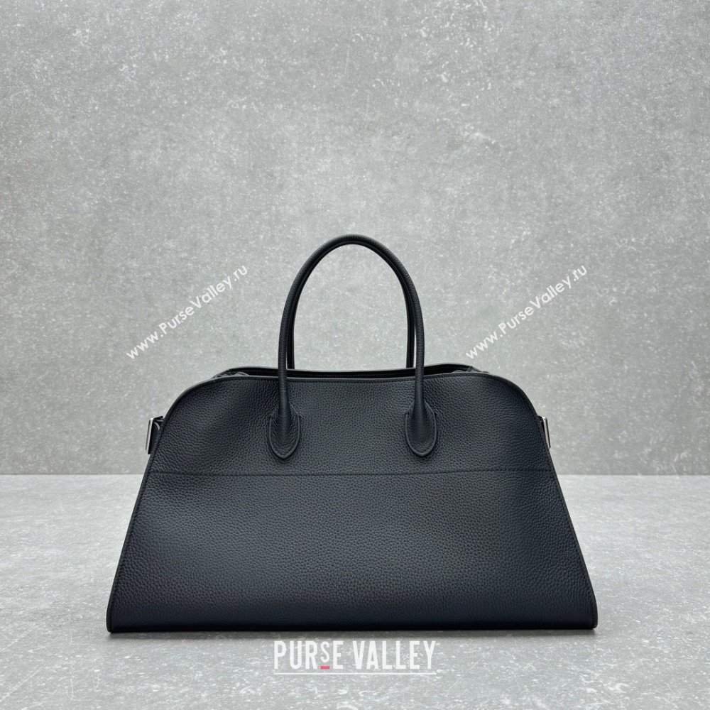 The Row EW Margauxdf Tote Bag in Grained Leather Black 2024 1828 (ningm-240921042)