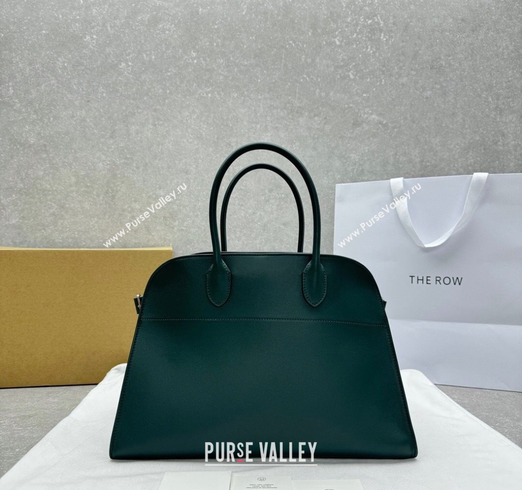 The Row Margaux 15 Medium Tote Bag in Smooth Leather Green 2025 1831 (ningm-250408046)