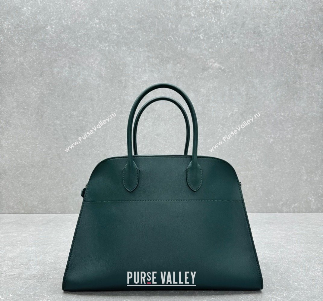 The Row Margaux 15 Medium Tote Bag in Smooth Leather Green 2025 1831 (ningm-250408046)