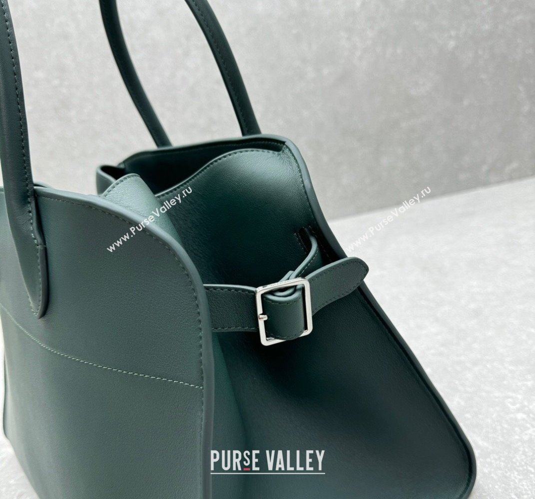 The Row Margaux 15 Medium Tote Bag in Smooth Leather Green 2025 1831 (ningm-250408046)