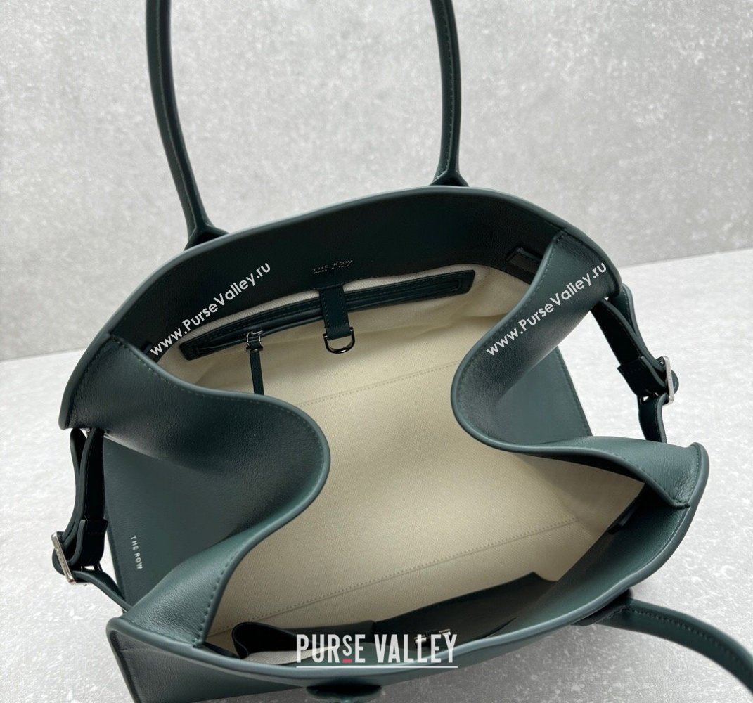 The Row Margaux 15 Medium Tote Bag in Smooth Leather Green 2025 1831 (ningm-250408046)
