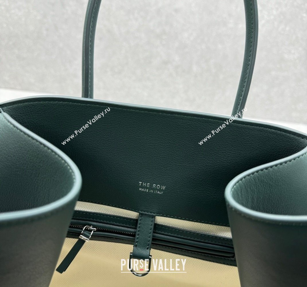 The Row Margaux 15 Medium Tote Bag in Smooth Leather Green 2025 1831 (ningm-250408046)