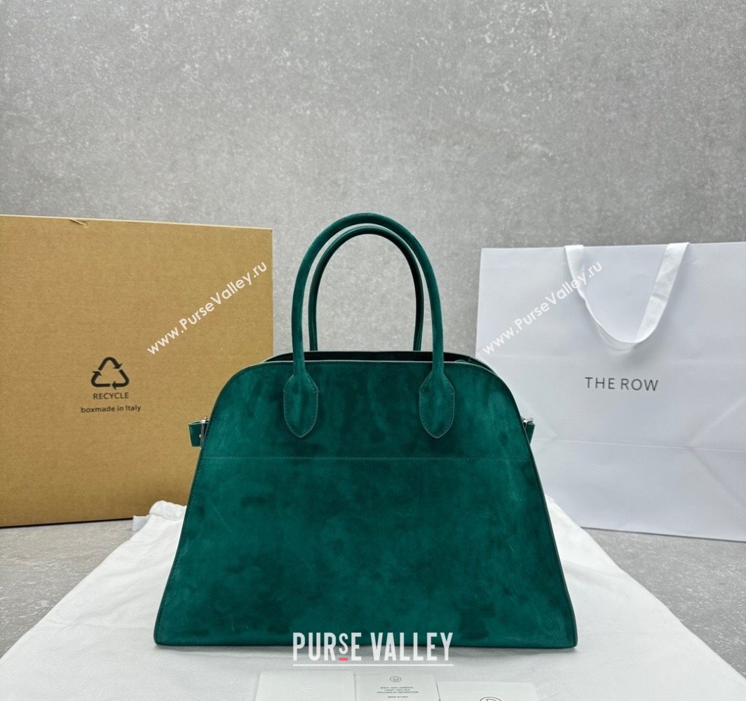 The Row Margaux 15 Medium Tote Bag in Suede Green 2025 1831 (ningm-250408048)