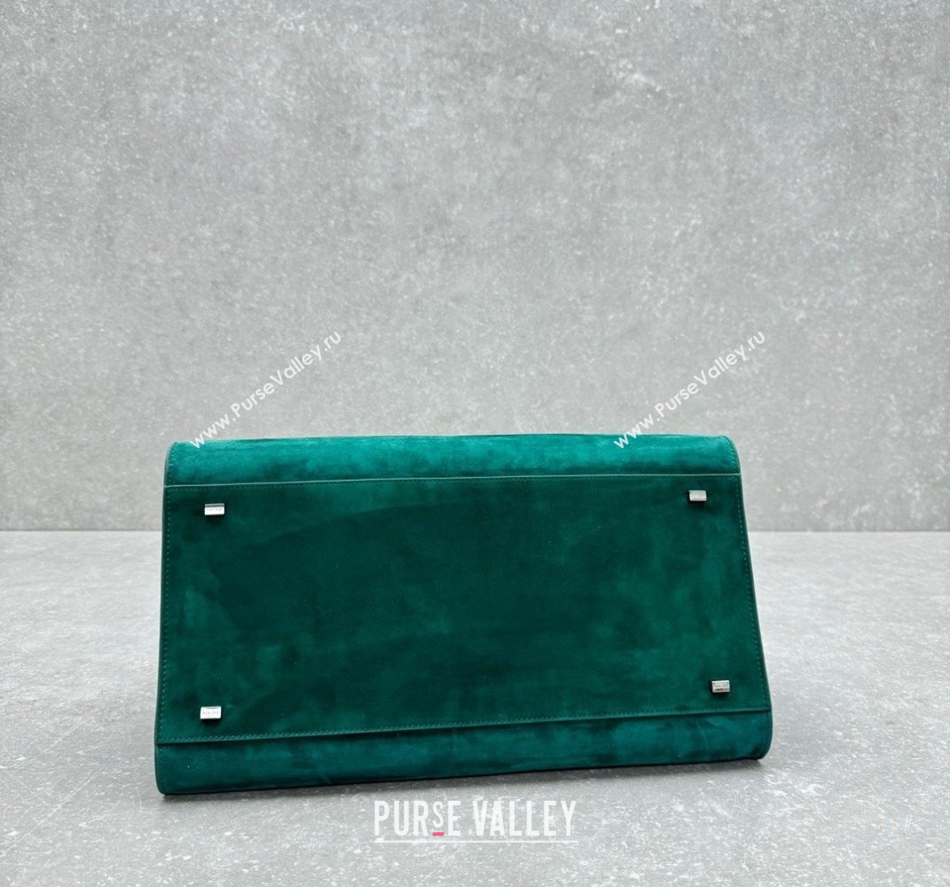 The Row Margaux 15 Medium Tote Bag in Suede Green 2025 1831 (ningm-250408048)
