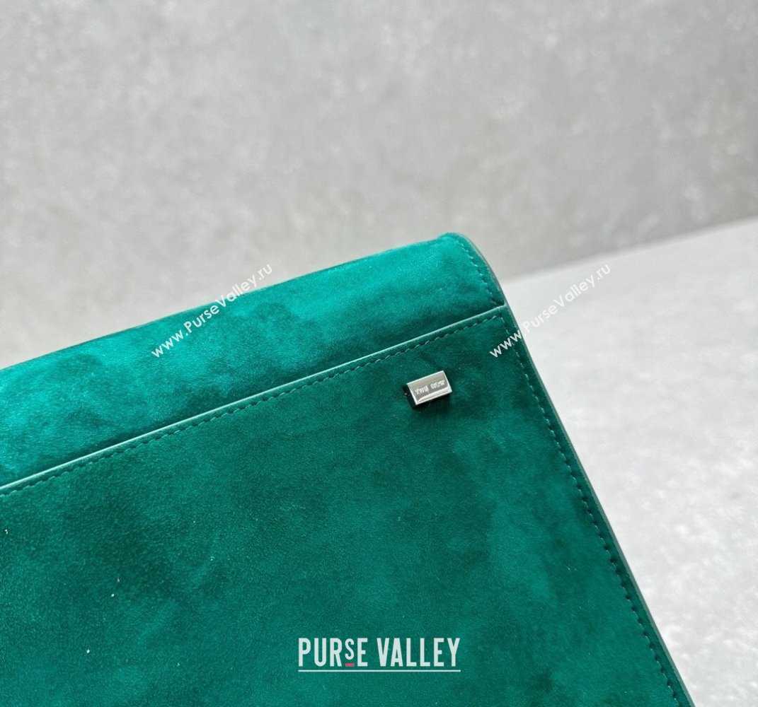 The Row Margaux 15 Medium Tote Bag in Suede Green 2025 1831 (ningm-250408048)