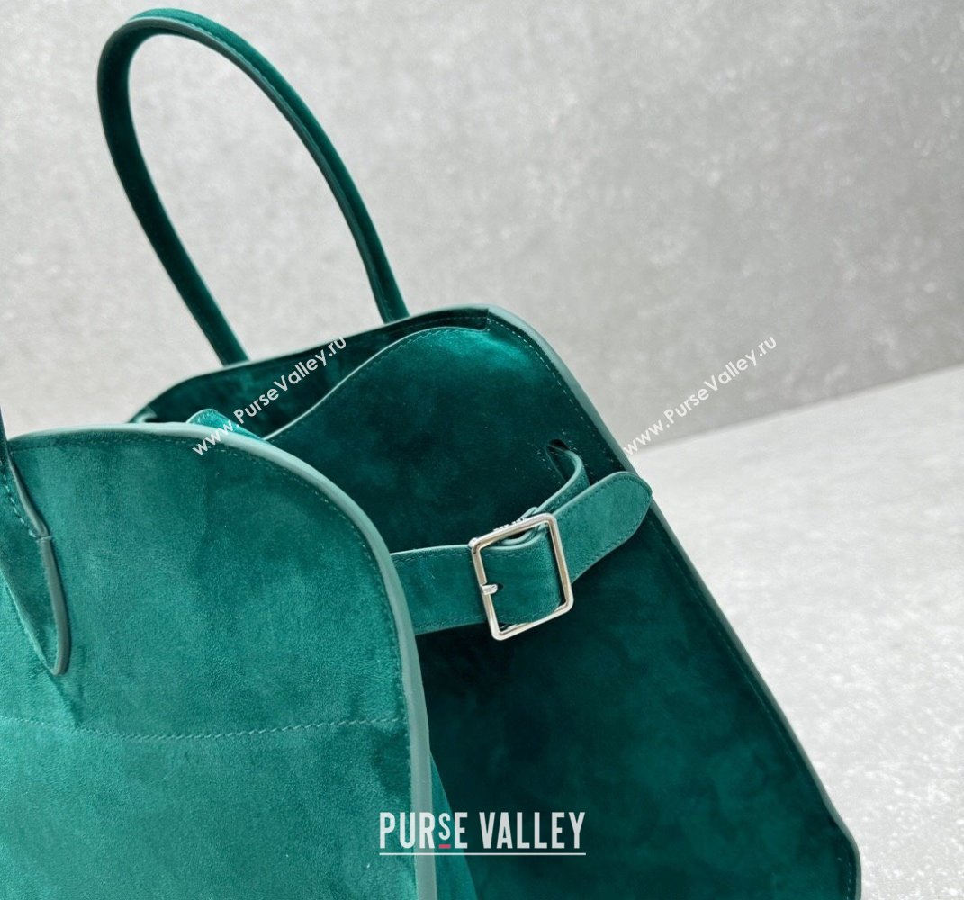 The Row Margaux 15 Medium Tote Bag in Suede Green 2025 1831 (ningm-250408048)