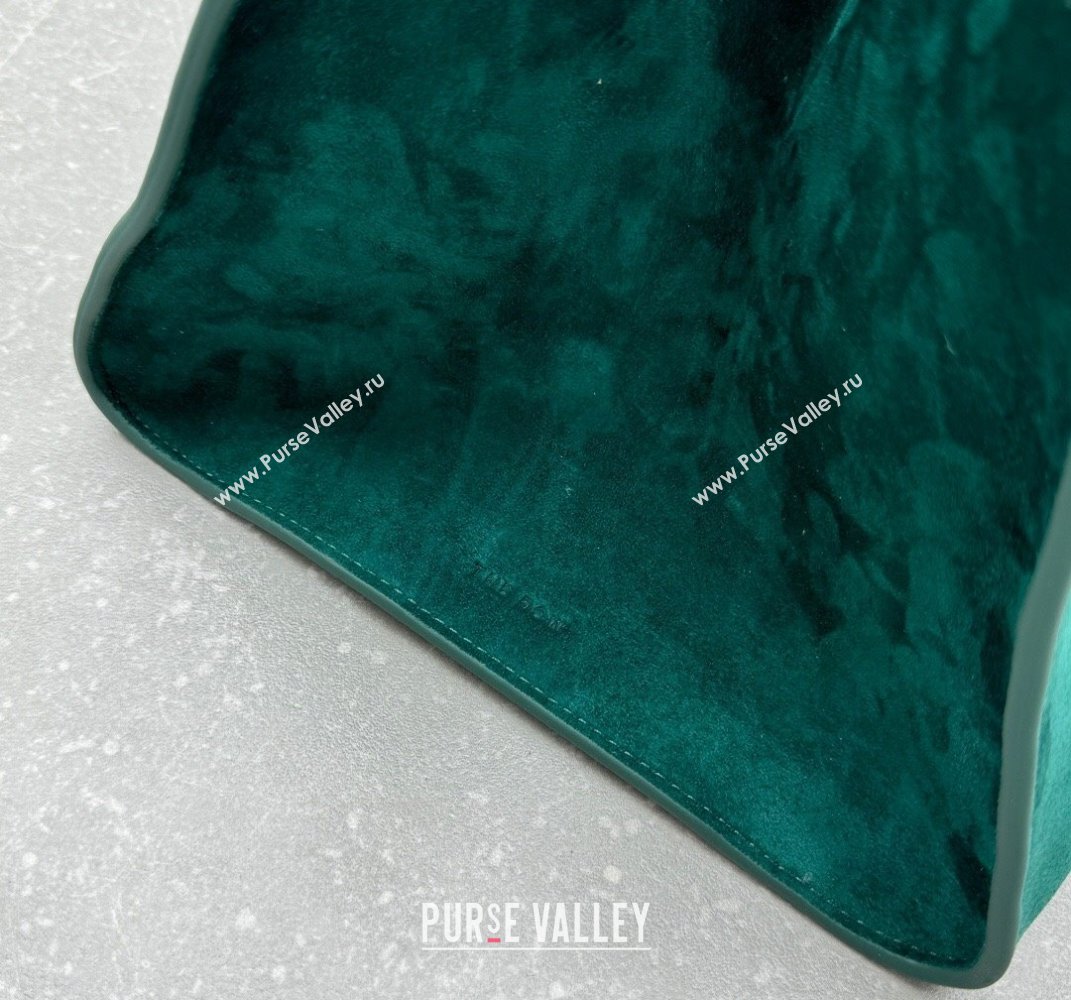 The Row Margaux 15 Medium Tote Bag in Suede Green 2025 1831 (ningm-250408048)