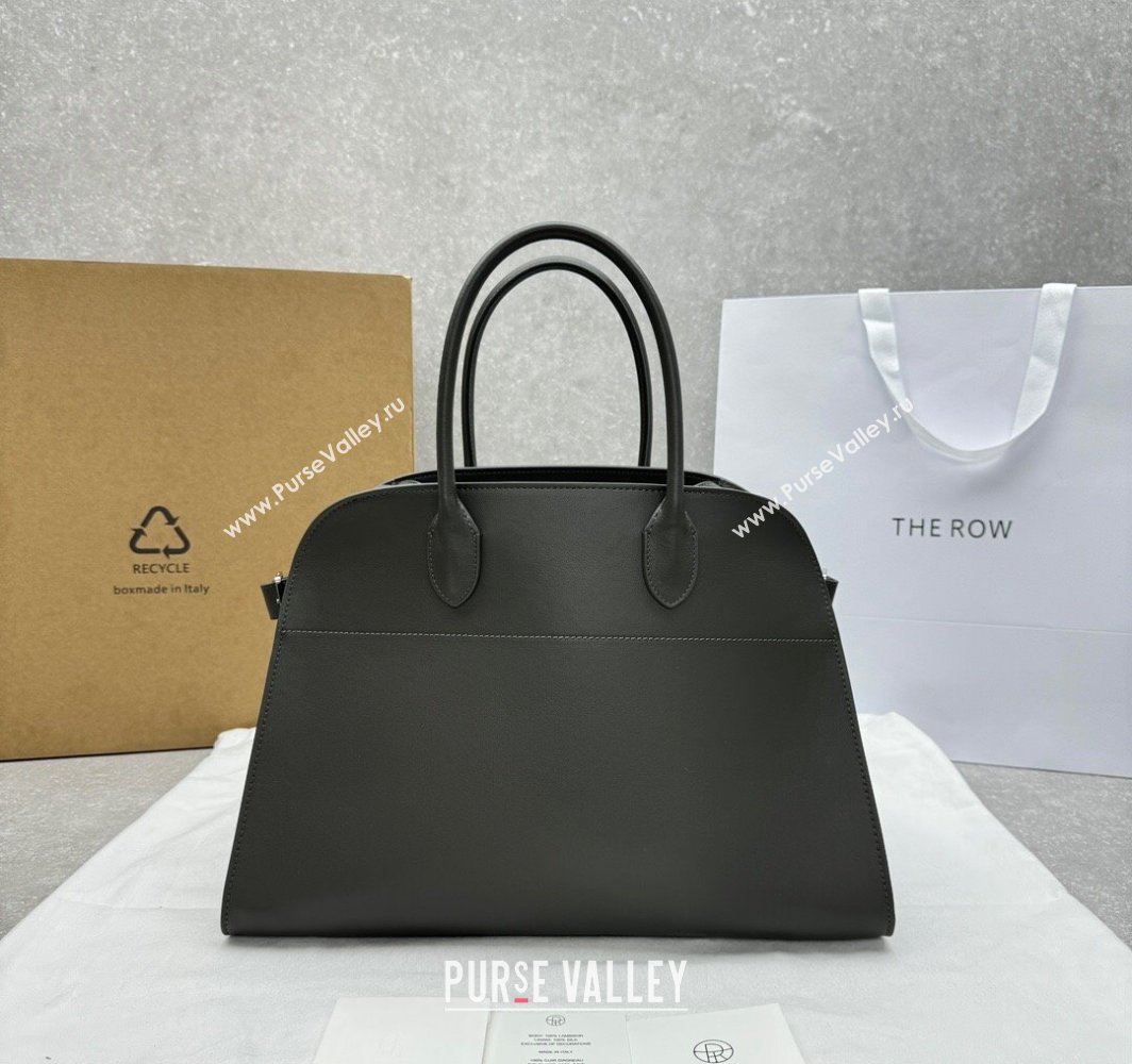 The Row Margaux 15 Medium Tote Bag in Smooth Leather Koala Grey 2025 1831 (ningm-250408049)