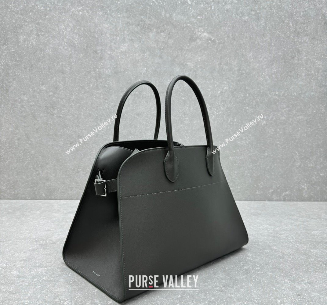 The Row Margaux 15 Medium Tote Bag in Smooth Leather Koala Grey 2025 1831 (ningm-250408049)