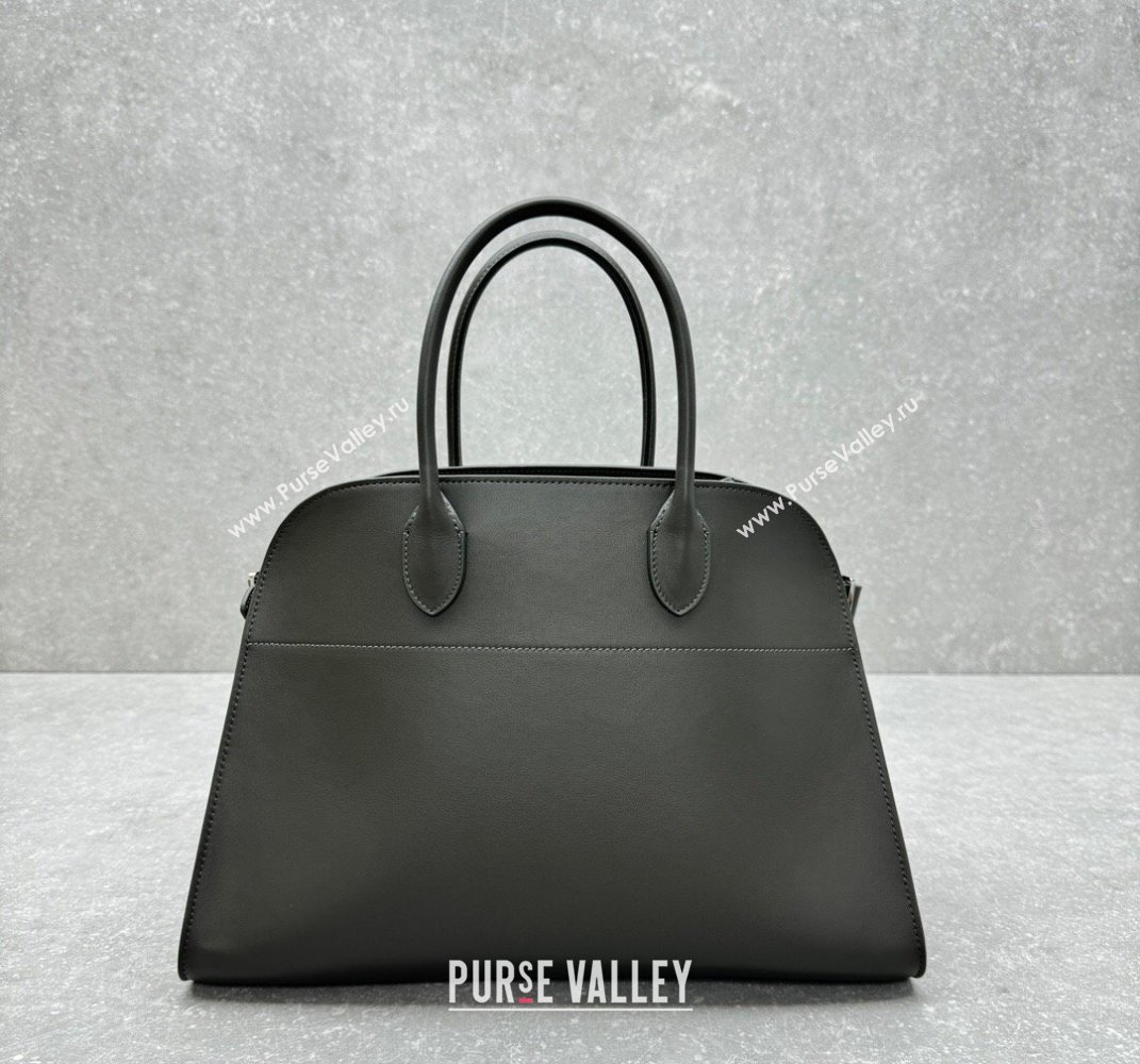 The Row Margaux 15 Medium Tote Bag in Smooth Leather Koala Grey 2025 1831 (ningm-250408049)