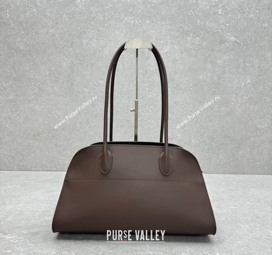 The Row Margaux EW Shoulder 12 Bag in Smooth Leather Chocolate 2025 1797 (ningm-250408060)
