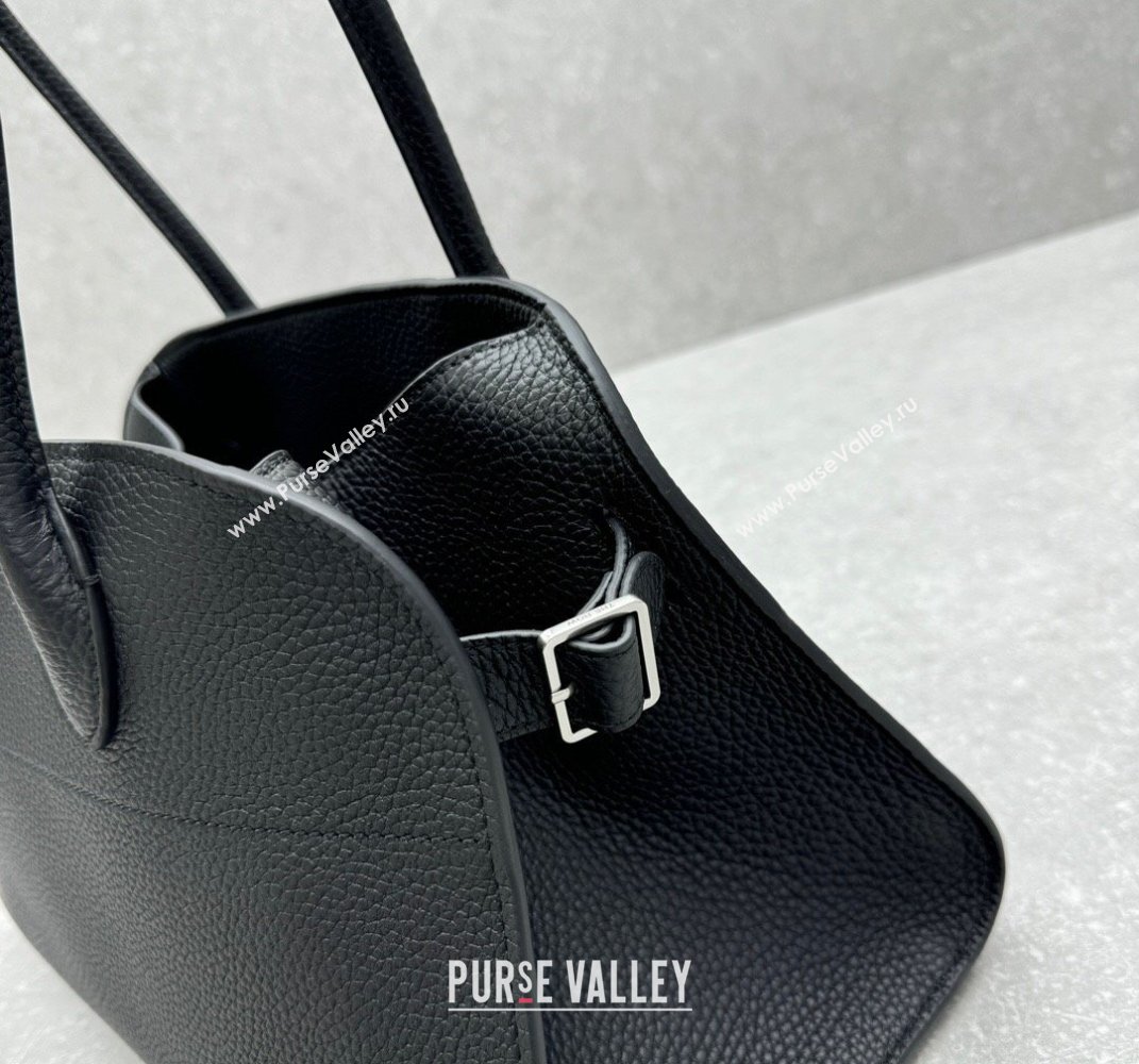 The Row Margaux EW Shoulder 12 Bag in Grained Leather Black 2025 1797 (ningm-250408062)