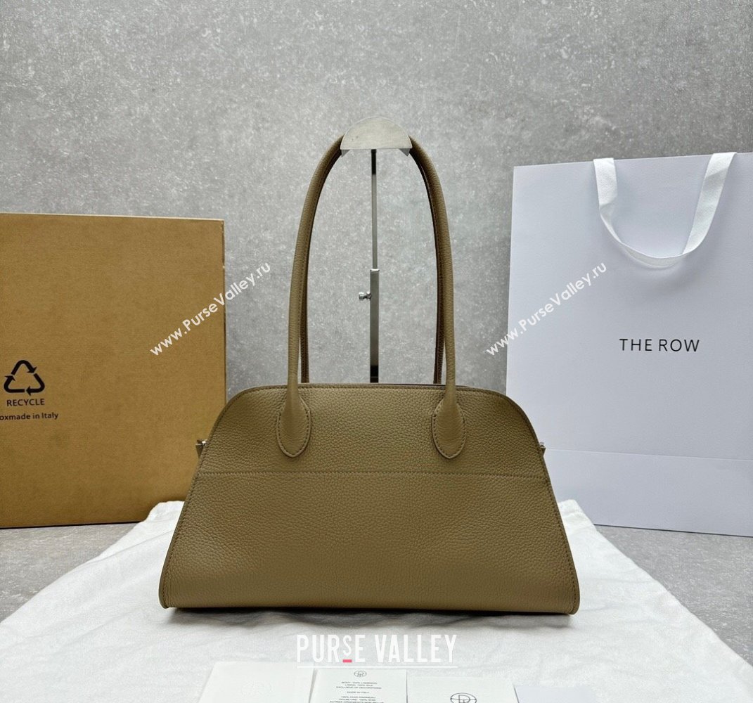 The Row Margaux EW Shoulder 12 Bag in Grained Leather Dark Taupe 2025 1797 (ningm-250408063)