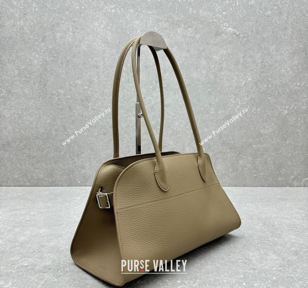 The Row Margaux EW Shoulder 12 Bag in Grained Leather Dark Taupe 2025 1797 (ningm-250408063)