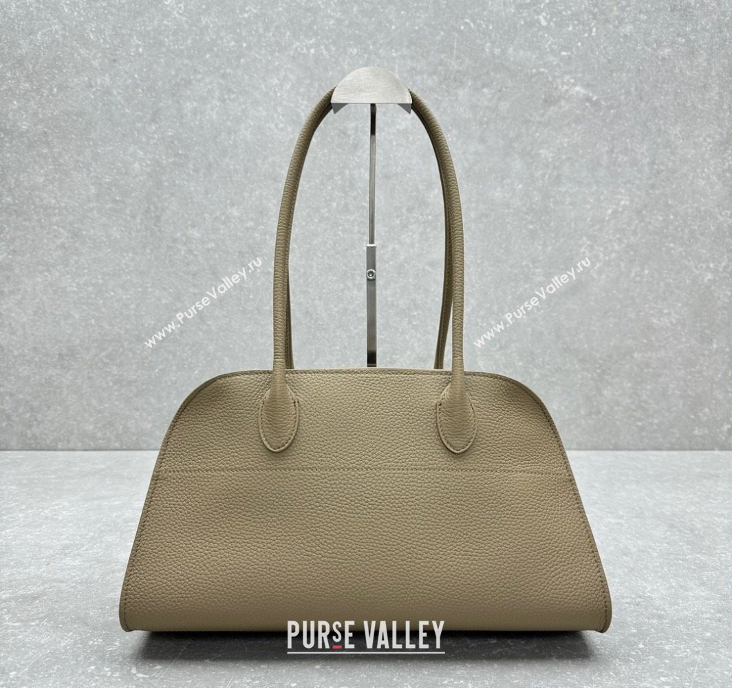 The Row Margaux EW Shoulder 12 Bag in Grained Leather Dark Taupe 2025 1797 (ningm-250408063)