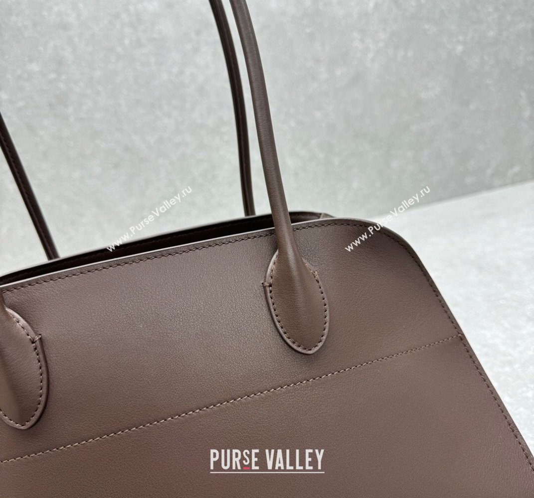 The Row Margaux EW Shoulder 12 Bag in Smooth Leather Chocolate 2025 1797 (ningm-250408060)