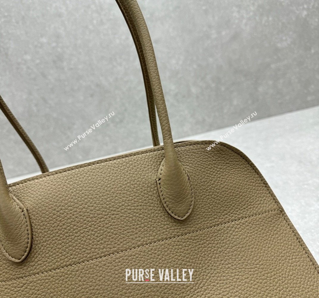 The Row Margaux EW Shoulder 12 Bag in Grained Leather Dark Taupe 2025 1797 (ningm-250408063)