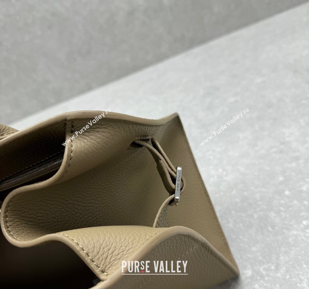 The Row Margaux EW Shoulder 12 Bag in Grained Leather Dark Taupe 2025 1797 (ningm-250408063)