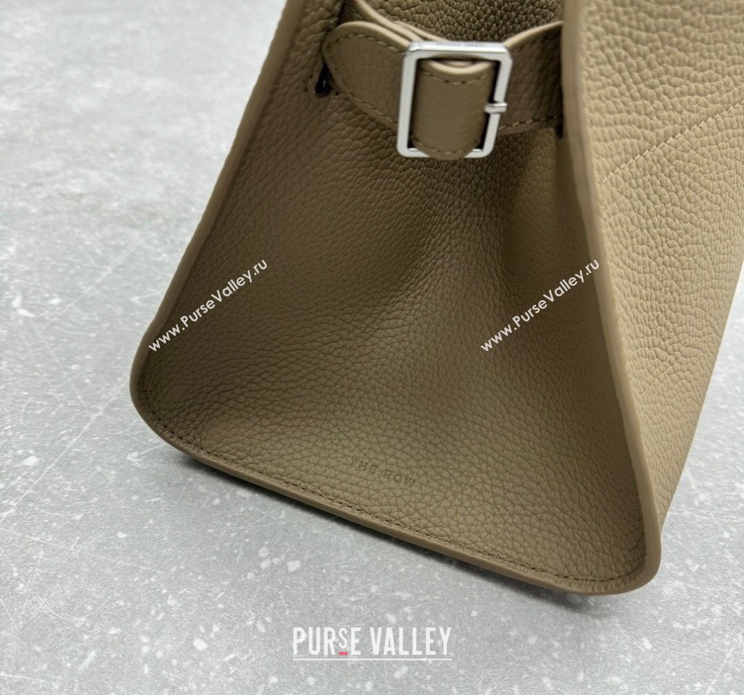The Row Margaux EW Shoulder 12 Bag in Grained Leather Dark Taupe 2025 1797 (ningm-250408063)