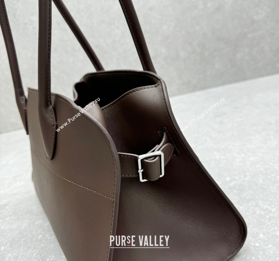 The Row Margaux EW Shoulder 12 Bag in Smooth Leather Chocolate 2025 1797 (ningm-250408060)