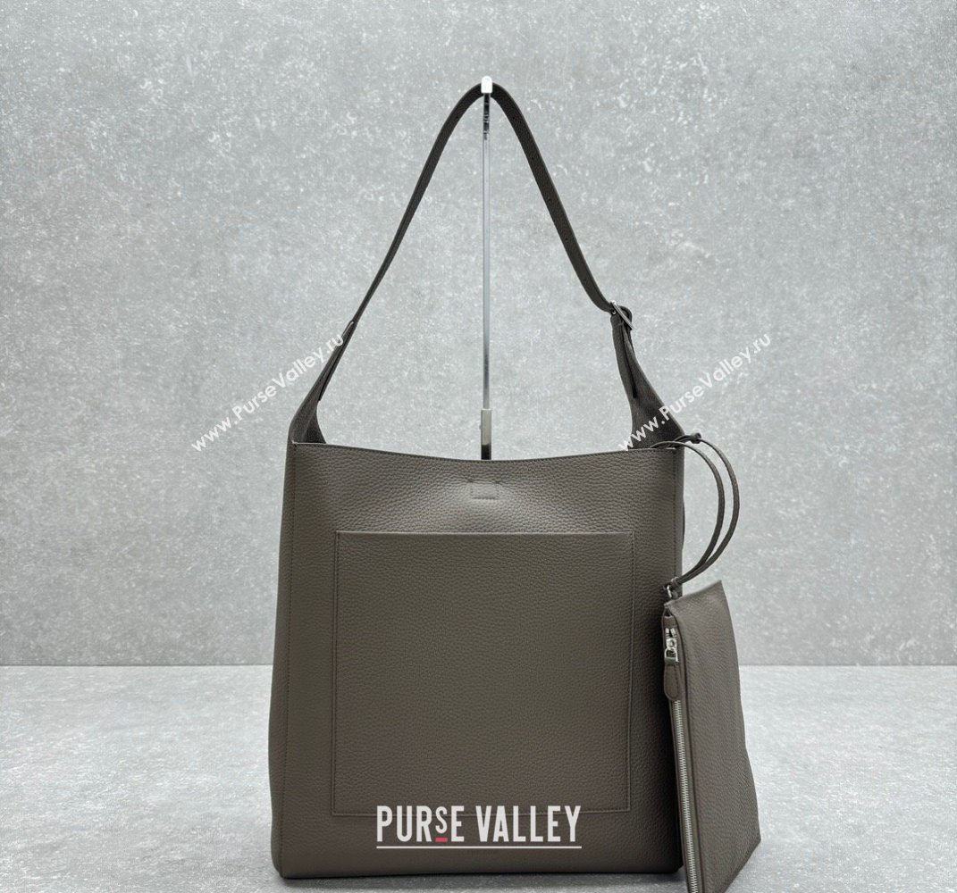 The Row Blake Hobo in Grained Leather Grey 2025 1726 (ningm-250408065)