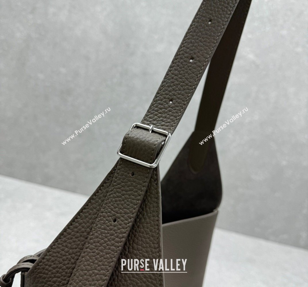 The Row Blake Hobo in Grained Leather Grey 2025 1726 (ningm-250408065)