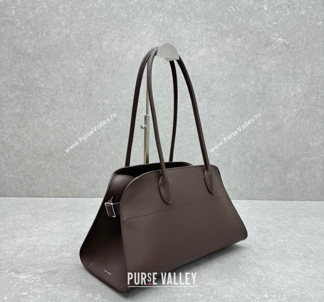 The Row Margaux EW Shoulder 12 Bag in Smooth Leather Chocolate 2025 1797 (ningm-250408060)