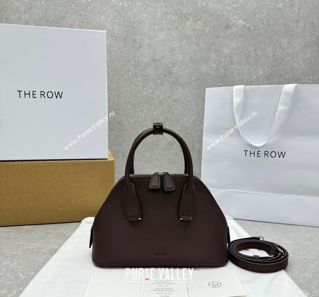 The Row Mini Devon Bag in Smooth Leather Dark Burgundy 2025 1846 (ningm-250408067)