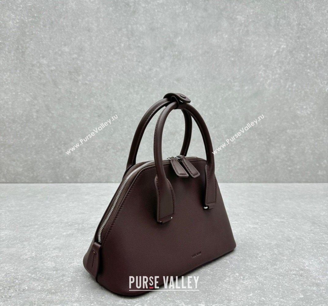 The Row Mini Devon Bag in Smooth Leather Dark Burgundy 2025 1846 (ningm-250408067)