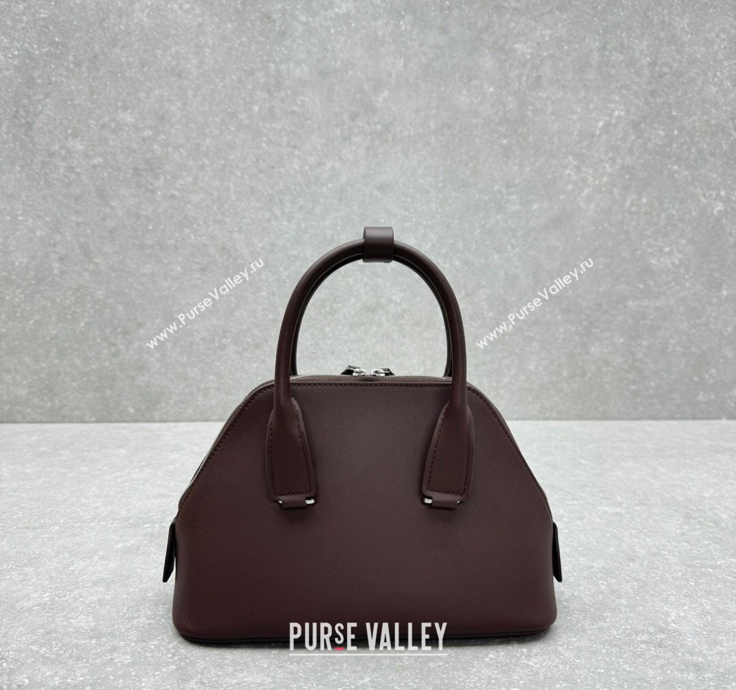 The Row Mini Devon Bag in Smooth Leather Dark Burgundy 2025 1846 (ningm-250408067)
