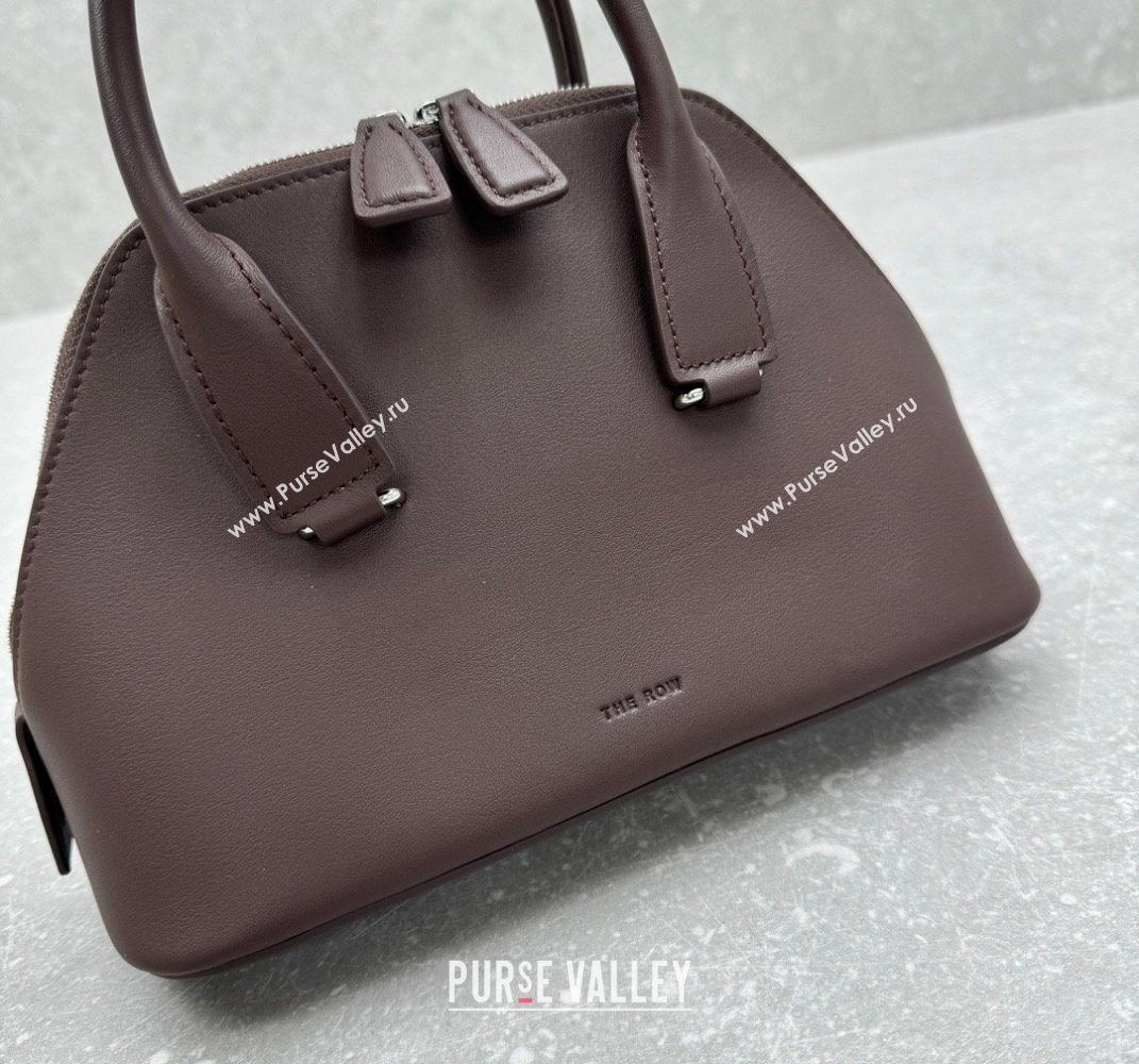 The Row Mini Devon Bag in Smooth Leather Dark Burgundy 2025 1846 (ningm-250408067)