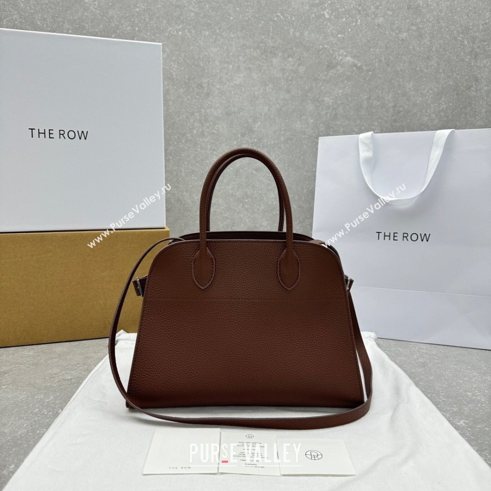 The Row Margaux 12 Tote Bag in Grained Leather Mocha 2025 1833 (ningm-250408051)