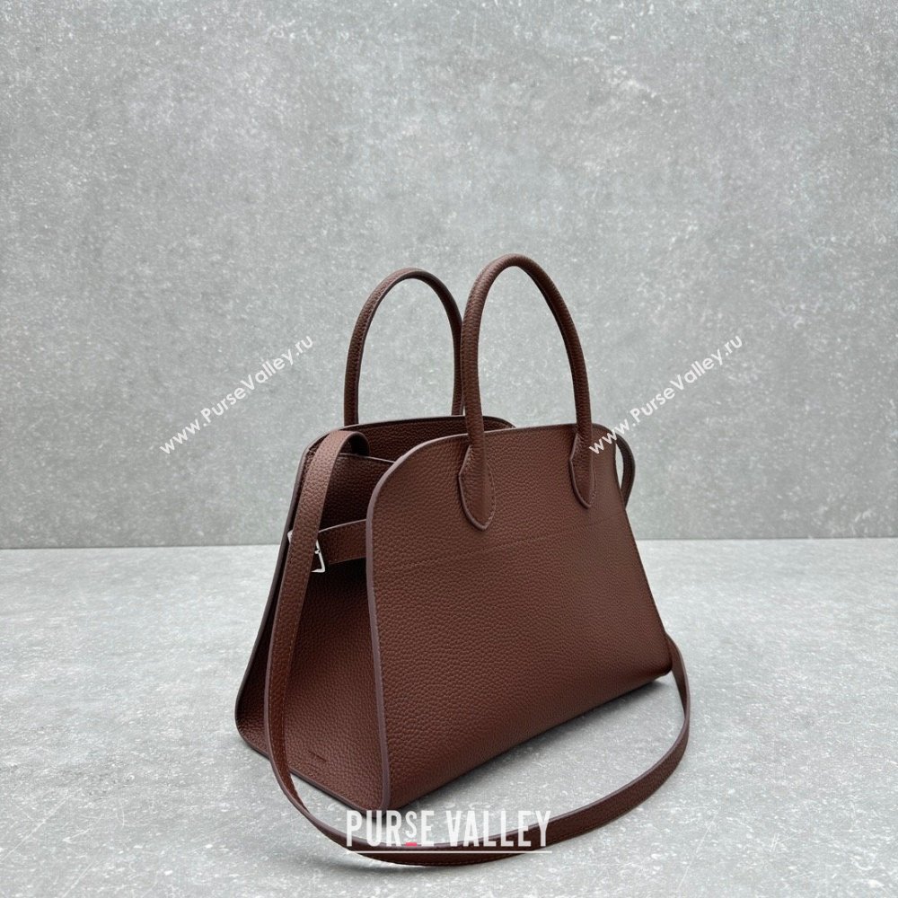 The Row Margaux 12 Tote Bag in Grained Leather Mocha 2025 1833 (ningm-250408051)