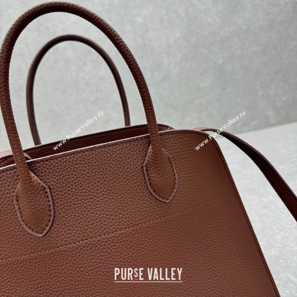 The Row Margaux 12 Tote Bag in Grained Leather Mocha 2025 1833 (ningm-250408051)